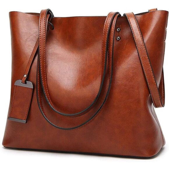 Elegant Women's Top Handle Satchel Handbag in Greased Leather - Chic Daily Use